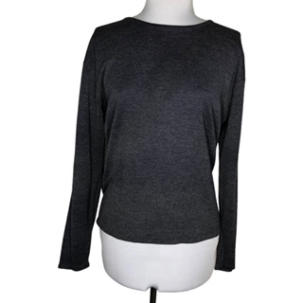 No Label Simple Long Sleeve Crew Neck Gray Sweater Size L